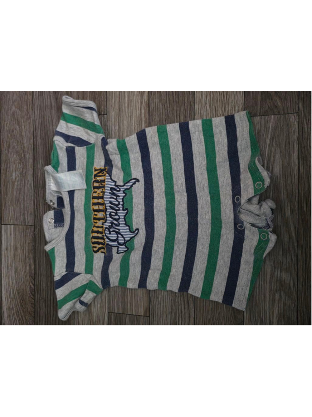Baby Nursery Rhyme Bodysuit 3 Months Gray Green Striped
